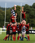 Tynedale's Richard Boyle wins the line-out against Blaydon